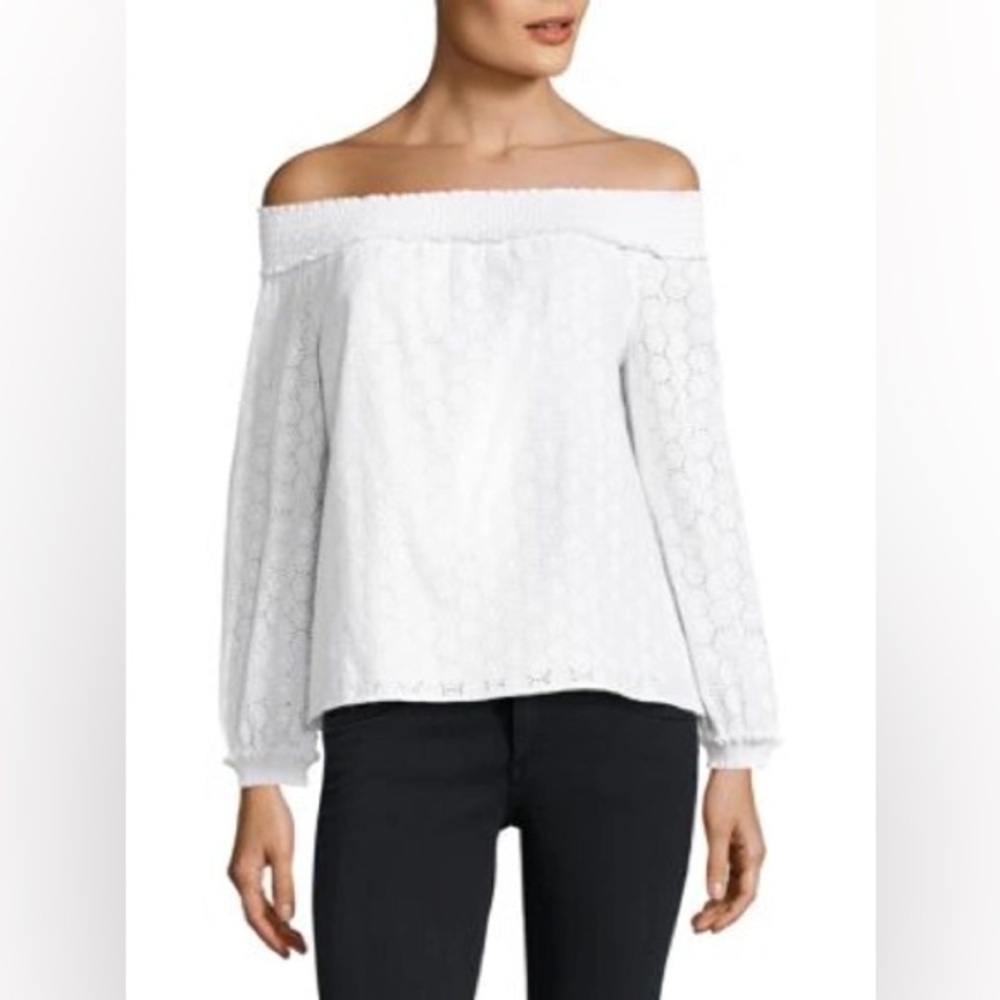 rag & bone 100% cotton white off shoulder lace crochet peasant bohemian  top xs